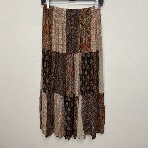 Lucia Lukken Broomstick Broom Skirt M Floral Boho Vintage 90s Patchwork Prairie